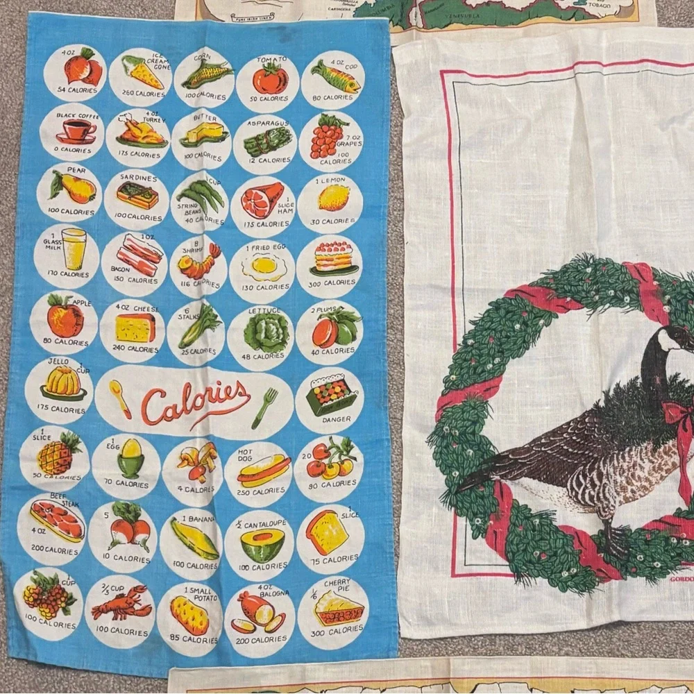 Bundle of Colorful Misc Vintage Linens Tea Towels Decorations
